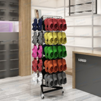 Présentoir rotatif sur pied en fil métallique de haute qualité, personnalisable et lavable, pour sandales et chaussures Crocs