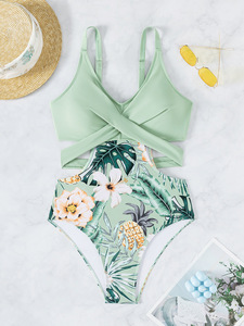 Women's One Piece Swimsuits Tummy Control Cutout High Waisted Custom Bathing Suit Floral Printed 1 Piece Bikini Swimwear - Product Image 4