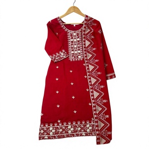 Indian Pakistani <b>Red</b> Vichitra <b>Silk</b> Salwar Kameez Embroidered Suit with Dupatta Women Indian Traditional wear Party Wedding Wear - Product Image 2