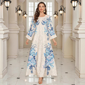 迪拜出口中东跨境时尚印花穆斯林女性长裙夏季长袍 - Product Image 4