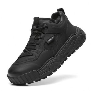 Bottes d'hiver pour hommes en cuir synthétique à bout rond, doublées de fourrure chaude, semelle extérieure en caoutchouc antidérapante, bottes de neige, livraison directe - Product Image 1