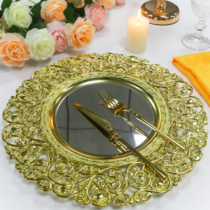 Vente en gros Vaisselle <span class=keywords><strong>de</strong></span> décoration pour mariage Assiettes <span class=keywords><strong>de</strong></span> présentation en <span class=keywords><strong>plastique</strong></span> <span class=keywords><strong>de</strong></span> 37cm avec miroir rond doré <span class=keywords><strong>de</strong></span> luxe - Product Image 3