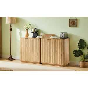 Buffet de rangement en chêne 31,5'' L x 15,75'' P, design ondulé incurvé, pour chambre, salon, couloir - Product Image 4