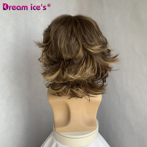 วิกผมสังเคราะห์แบบ<span class=keywords><strong>สั้น</strong></span>สีน้ำตาลผสมสำหรับชายหนุ่มผมหยิกฟูดีไซน์หลายระดับสำหรับการเล่นบทบาทของร๊อคปาร์ตี้ - Product Image 5