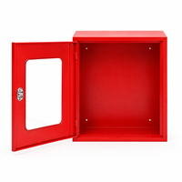 Armoire murale rouge personnalisable en acier inoxydable pour équipement incendie avec fenêtre de visualisation, boîte à tuyaux d'incendie marque KHi, installation facile