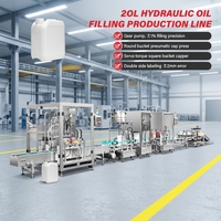 Ligne de production complète pour le remplissage de seaux chimiques de 20 L, remplissage automatique d'huile hydraulique, bouchage à vis, étiquetage, équipement complet