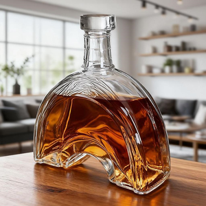 Distributeur de bouteille de vin 750ML bouteille de vin en verre <span class=keywords><strong>cristal</strong></span> clair forme arquée bouteilles en verre transparent - Product Image 1