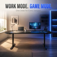Bureau de jeu Aor Esports 2026 moderne de haute qualité, personnalisé, noir, convertible, en métal et fibre de carbone avec éclairage LED