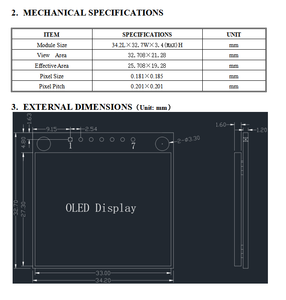 Topwin 1.27 ''1.27 polegadas 1.27 inch 128x96 full color módulo display oled ssd1351 IC condução com placa PCB 2 ~ 4 furos de montagem - Product Image 5