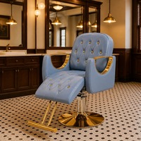 Fauteuil de Barbier Inclinable Moderne en Gros, 11 Couleurs, Accoudoirs Argentés et Dorés, Siège Pivotant pour Salon de Coiffure et Fournitures de Coiffage