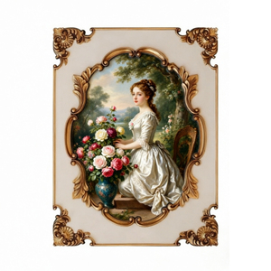 Marco de Fotos Ovalado de Resina Tallada a Mano, Estilo Rococó Europeo, Dorado Antiguo de Lujo, Ligero, para Montar en la Pared o sobre una Mesa, para Pinturas al Óleo - Product Image 1