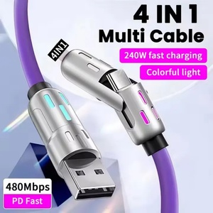 สายชาร์จเร็วแบบซิลิโคน Flow Type 240W หัว USB เป็น Type-C  วัสดุอะลูมิเนียมอัลลอยด์ 4 in 1 สายชาร์จซิลิโคนแบบหลายหัว USB 240w - Product Image 6