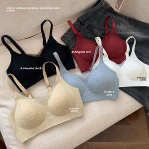 Femmes automne hiver chaud Muscle brossé sans couture Double ascenseur Anti-affaissement soutiens-gorge confortable à peine là soutien-gorge côté poitrine - Product Image 4