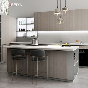 Armoires de <span class=keywords><strong>cuisine</strong></span> modernes modulaires personnalisées en bois stratifié avec robinet et comptoir en marbre à charnières pour appartement - Product Image 6