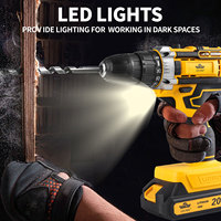 Ensemble d'outils électriques sans fil LYUWO avec batterie au lithium jaune, perceuse à batterie au lithium, tournevis électrique, réparation à domicile, perçage du bois