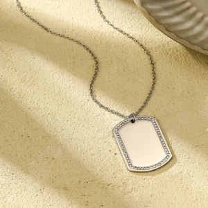 Perhiasan halus liontin kristal baja tahan karat berlapis emas mawar nama terukir kustom untuk pasangan Tautan trendi untuk pria wanita kosong - Product Image 3