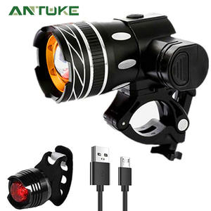 Luz delantera para bicicleta Antuke T6 Led de aleación de aluminio recargable con 4 modos IpX4 resistente al agua para ciclismo - Product Image 1