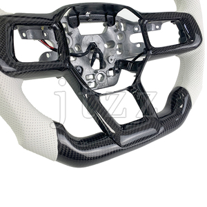 Pour <span class=keywords><strong>Ford</strong></span> <span class=keywords><strong>Mustang</strong></span> ST RS <span class=keywords><strong>GT</strong></span> 500 350 2024, volant sport en cuir blanc perforé, fibre de carbone, mise à niveau - Product Image 4