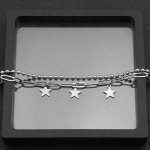Pulseras Unisex de Acero de Titanio con Colgante de Estrella y Cadena de Doble Capa, Diseño de Nicho Popular, Venta al por Mayor de Joyería - Product Image 5