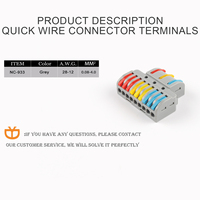 Connecteur rapide à levier pour câblage PC, bornier compact à ressort, câble à enfiler, connecteur de câblage 3 en 9, contact en cuivre pour raccordement de fils