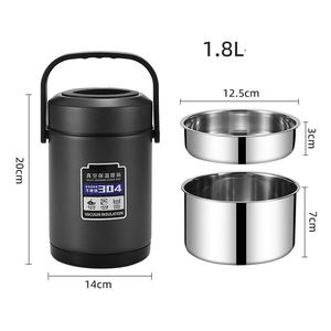 1.6L 2.0L 2.6L Adults Students <b>Large</b> Capacity Thermal Bucket Home Carrying Pot for Rice 304 Stainless Steel Thermal Lunch <b>Box</b> - Product Image 5