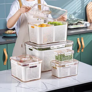 Luftdichter Kunststoff-Vorrats behälter für Lebensmittel mit Abfluss korb Küche Großraum-Aufbewahrung sbox für Lebensmittel mit Deckel