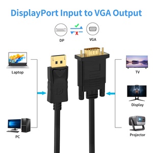 Bán buôn 1.8M 6 chân mạ vàng dp để <span class=keywords><strong>VGA</strong></span> Cáp Adapter PVC Áo khoác cho màn hình sử dụng trên PC máy tính xách tay TV 1080P Adapter - Product Image 4