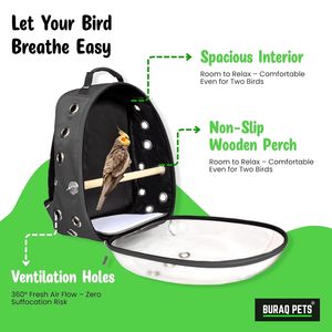 Sac à dos de transport pour oiseaux, design transparent à l'avant avec trous de ventilation, système de transport confortable pour les perroquets et les petits animaux - Product Image 2