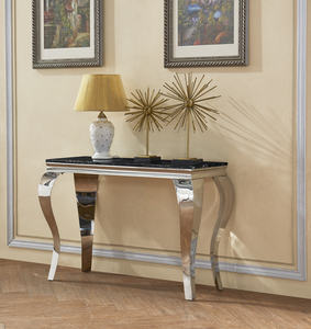 Tables consoles carrées en marbre argenté modernes, meubles de luxe pour salon et salle à manger au prix d'usine pour les consoles de couloir - Product Image 2