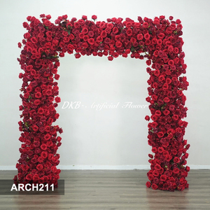 DKB - Arco de Flores de Seda Roja de Alta Gama para Bodas, Fondo de Lujo Personalizable, Arreglo Floral para Eventos - Product Image 3