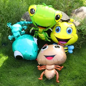 新款昆虫气球动物箔气球蚂蚁螳螂壁虎卡通造型气球生日派对装饰