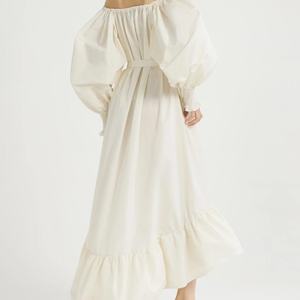 Vestido de Verano Elegante para Mujer, Holgado, con Hombros Descubiertos, Color Sólido, con Cinturón, para la Playa - Product Image 2