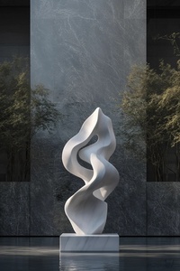 Escultura de metal blanco minimalista moderna, Arte abstracto al aire libre, reflejo de agua para Plaza Hotel Garden, artesanías de resina de alta calidad - Product Image 3