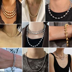 Kalung Rantai Bola Perak Emas 18k OEM Fashion dengan Liontin untuk Wanita, Aksesoris Perhiasan - Product Image 2