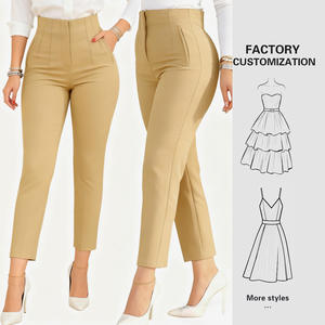 YFY OEM personnalisé femmes taille haute crayon pantalon Slim Fit recadrée bureau pantalon Anti-rides couleur unie été tenue décontracté - Product Image 1