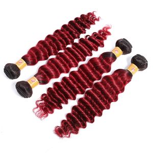 Kostenlose Probe Raw 1b/Burgund # Deep Wave <span class=keywords><strong>RED</strong></span> Virgin Peruanisches Menschenhaar Lieferant, Ombre Human Hair Bundles - Product Image 2