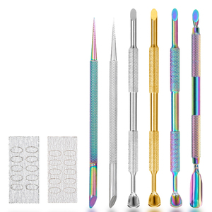 Herramienta rusa de doble punta de acero inoxidable para empujar cutículas, pulidor de uñas reutilizable, lima de uñas inclinada para pretratamiento. - Product Image 6