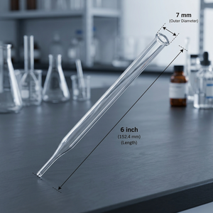 Pipette compte-gouttes G016-09-07-A 7x6 inc. Pipette compte-gouttes en verre borosilicate de qualité supérieure, directement de l'usine, pour cosmétiques et produits pharmaceutiques - Product Image 1