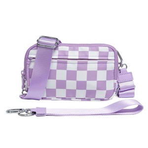 Nouveau sac à main portable en nylon à carreaux personnalisé, sac à main à bandoulière, portefeuille RFID double mode avec sangle - Product Image 5