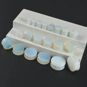 Expansor de Oreja de Piedra Natural de <span class=keywords><strong>6</strong></span>-25 mm, Doble Abertura Plana, Opal, Amatista, Obsidiana, para Boda o Compromiso, Venta al Por Mayor - Product Image 1