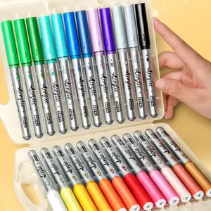 ปากกามาร์กเกอร์สีปลายแปรง24สีปากกาอะคริลิคหมึกเหลวระดับพรีเมียมสำหรับอุปกรณ์ศิลปะงานจิตรกรรมหิน - Product Image 1