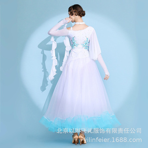 New Design Fashion <strong>Retro</strong> Elegant Women Adult Performance Competition Wear White Ballroom Dance <strong>Dress</strong> - Product Image 4