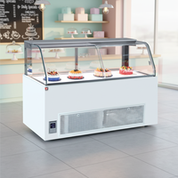 Vitrine Réfrigérée Commerciale pour Gâteaux de Supermarché avec Plateau en Marbre et Refroidissement par Compresseur, Porte Coulissante en Verre