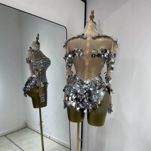 Traje de lentejuelas plateadas con efecto explosión y diamantes brillantes <span class=keywords><strong>para</strong></span> Shang Yan Dozen Song bar Gogo Lead Dance Stage - Product Image 2