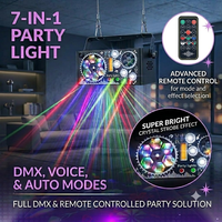 Lumière de disco DJ 7-en-1, laser LED d'intérieur, GOBO, lumières décoratives de vacances, télécommande, activation sonore, RGB, Auto/DMX512, carnaval, festival