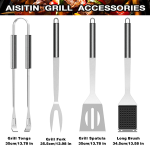 Kit d'outils de barbecue en acier inoxydable 23 pièces avec thermomètre, spatule, pinces, brochettes et étui, ensemble personnalisable avec logo OEM - Product Image 2