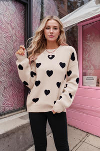 Wholesale <strong>Valentine</strong> Day Love Heart Fancy Pullover Women's Graphic Knit Sweater Loose Sweater <strong>Jumper</strong> for Ladies - Product Image 3