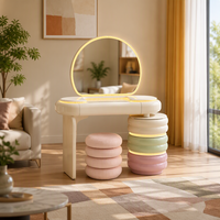 Coiffeuse colorée avec grand miroir et éclairage LED, meuble de chambre à coucher avec rangement et tiroirs, ensemble de meubles de maison, best-seller