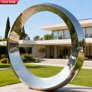 <span class=keywords><strong>Sculpture</strong></span> <span class=keywords><strong>de</strong></span> <span class=keywords><strong>jardin</strong></span> <span class=keywords><strong>contemporaine</strong></span> YOUFINE, grande <span class=keywords><strong>sculpture</strong></span> circulaire en acier inoxydable poli, finition miroir - Product Image 3