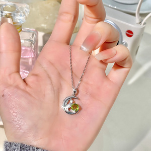 9 Lindos Collares Coreanos con Colgante de Gato Lunar de Piedra Natural Redonda de 6mm, Plata de Ley 925 Bañada en Oro, Joyería que No se Deslustra - Product Image 3